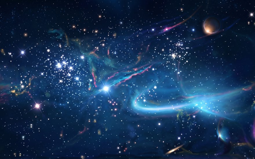 Una nebulosa azul estrellada en el cosmos — El Glotón Cósmico