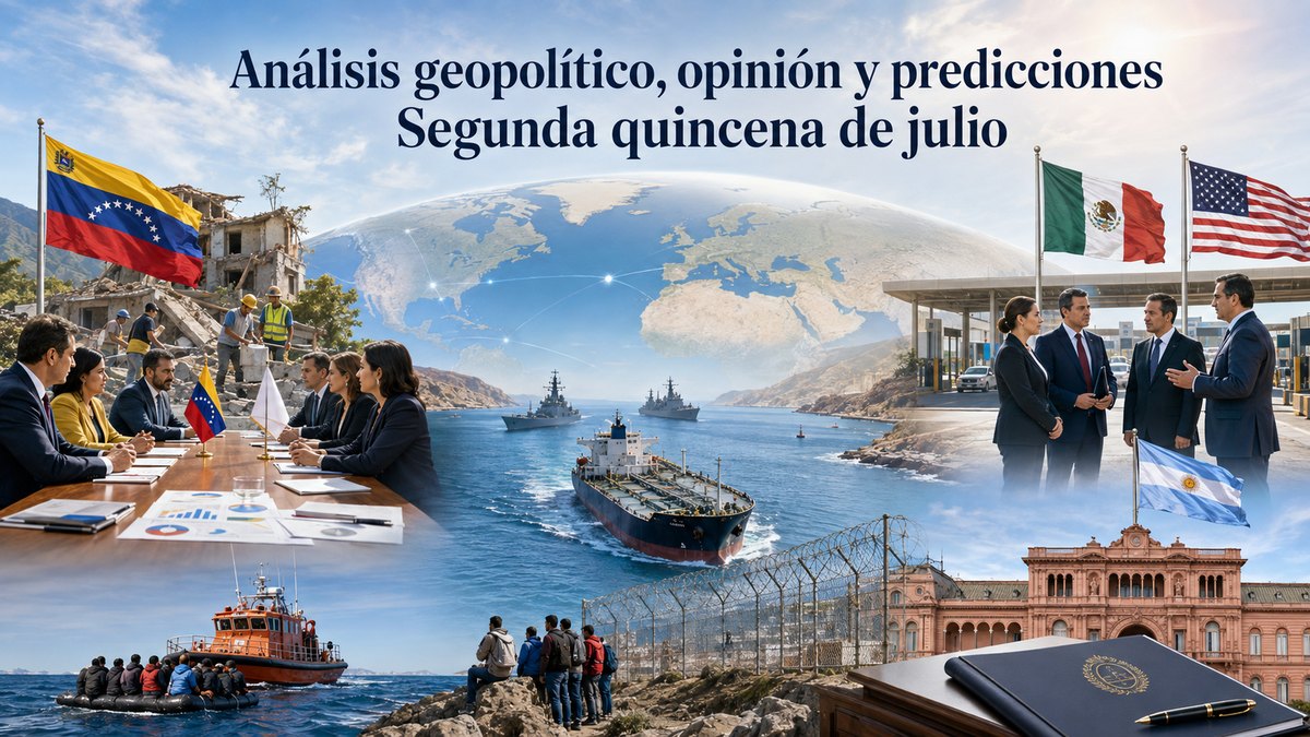 Análisis geopolítico — segunda quincena de julio: transición institucional en Venezuela, distensión entre EE. UU. e Irán en el Golfo, fricciones México-EE. UU., crisis migratoria en Ceuta y decretos migratorios en Argentina